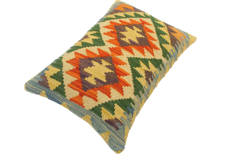 handmade Tribal Rust Blue Hand-Woven RECTANGLE 100% WOOL Pillow
