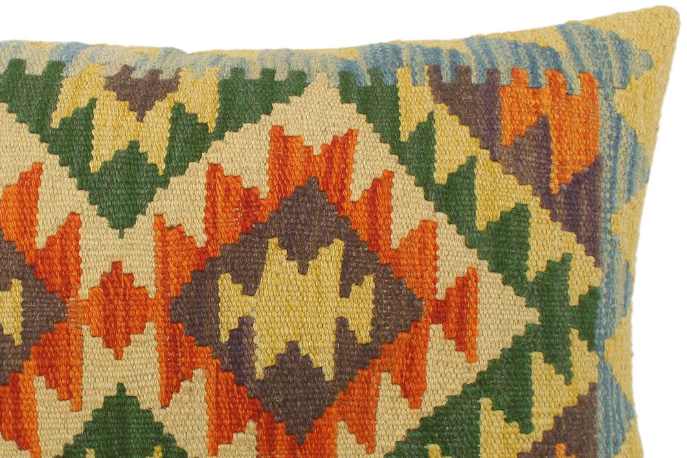handmade Tribal Rust Blue Hand-Woven RECTANGLE 100% WOOL Pillow