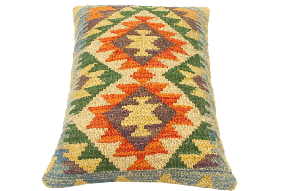 handmade Tribal Rust Blue Hand-Woven RECTANGLE 100% WOOL Pillow