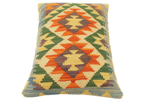 handmade Tribal Rust Blue Hand-Woven RECTANGLE 100% WOOL Pillow