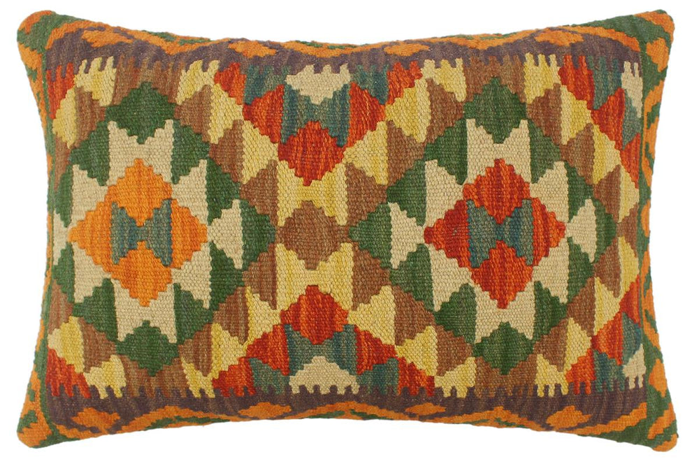 handmade Tribal Rust Gold Hand-Woven RECTANGLE 100% WOOL Pillow