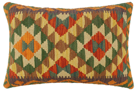 handmade Tribal Rust Gold Hand-Woven RECTANGLE 100% WOOL Pillow