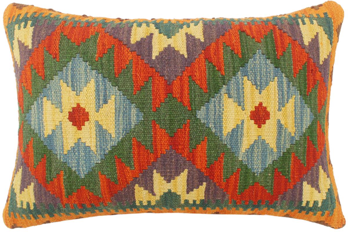 handmade Tribal Rust Blue Hand-Woven RECTANGLE 100% WOOL Pillow
