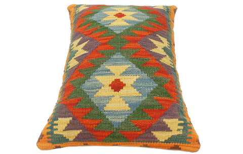 handmade Tribal Rust Blue Hand-Woven RECTANGLE 100% WOOL Pillow