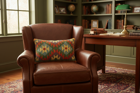 Turkish Boho Chic Keane Hand Woven Kilim Pillow