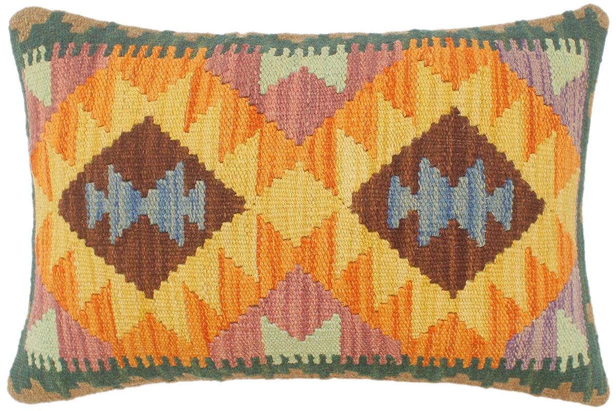 handmade Tribal Rust Blue Hand-Woven RECTANGLE 100% WOOL Pillow