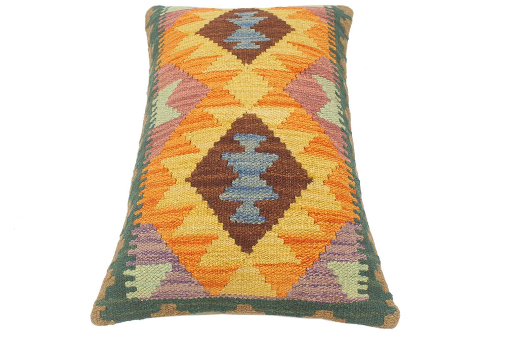 handmade Tribal Rust Blue Hand-Woven RECTANGLE 100% WOOL Pillow