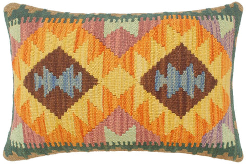 handmade Tribal Rust Blue Hand-Woven RECTANGLE 100% WOOL Pillow