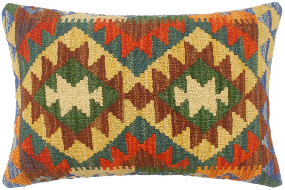 handmade Tribal Rust Blue Hand-Woven RECTANGLE 100% WOOL Pillow