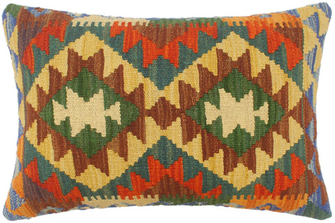 handmade Tribal Rust Blue Hand-Woven RECTANGLE 100% WOOL Pillow