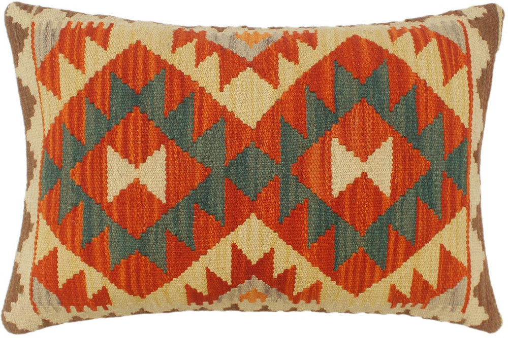 handmade Tribal Rust Beige Hand-Woven RECTANGLE 100% WOOL Pillow