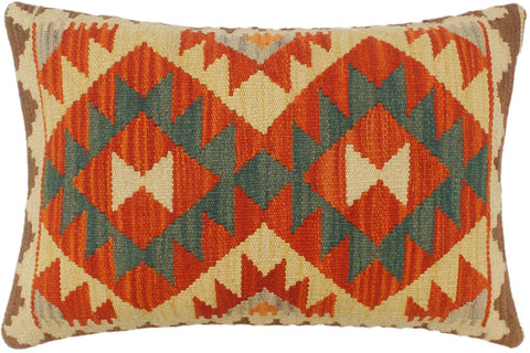 handmade Tribal Rust Beige Hand-Woven RECTANGLE 100% WOOL Pillow