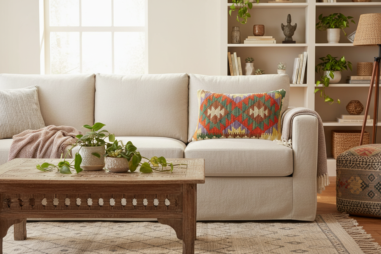 Turkish Rustic Emery Hand Woven Kilim Pillow