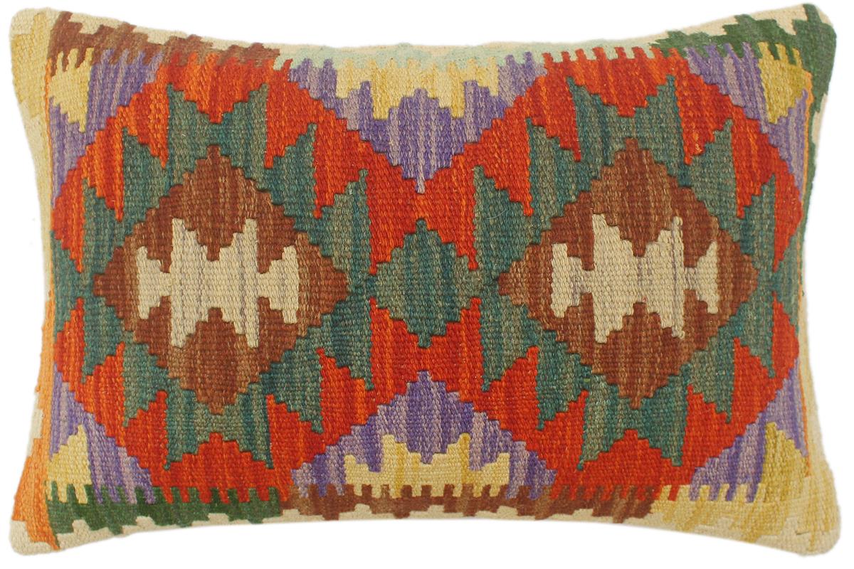 handmade Tribal Rust Blue Hand-Woven RECTANGLE 100% WOOL Pillow