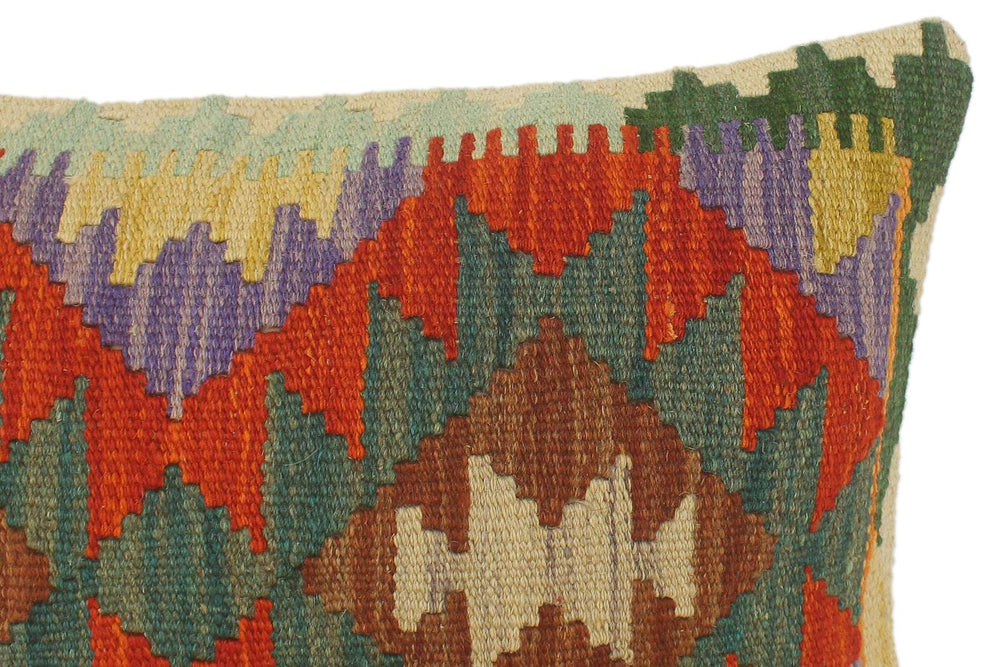 handmade Tribal Rust Blue Hand-Woven RECTANGLE 100% WOOL Pillow