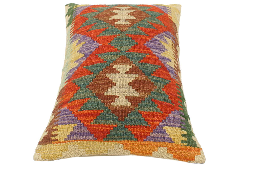 handmade Tribal Rust Blue Hand-Woven RECTANGLE 100% WOOL Pillow