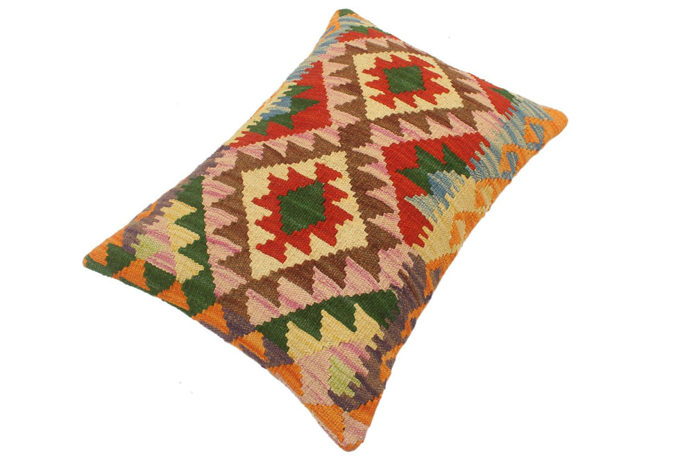 handmade Tribal Rust Blue Hand-Woven RECTANGLE 100% WOOL Pillow