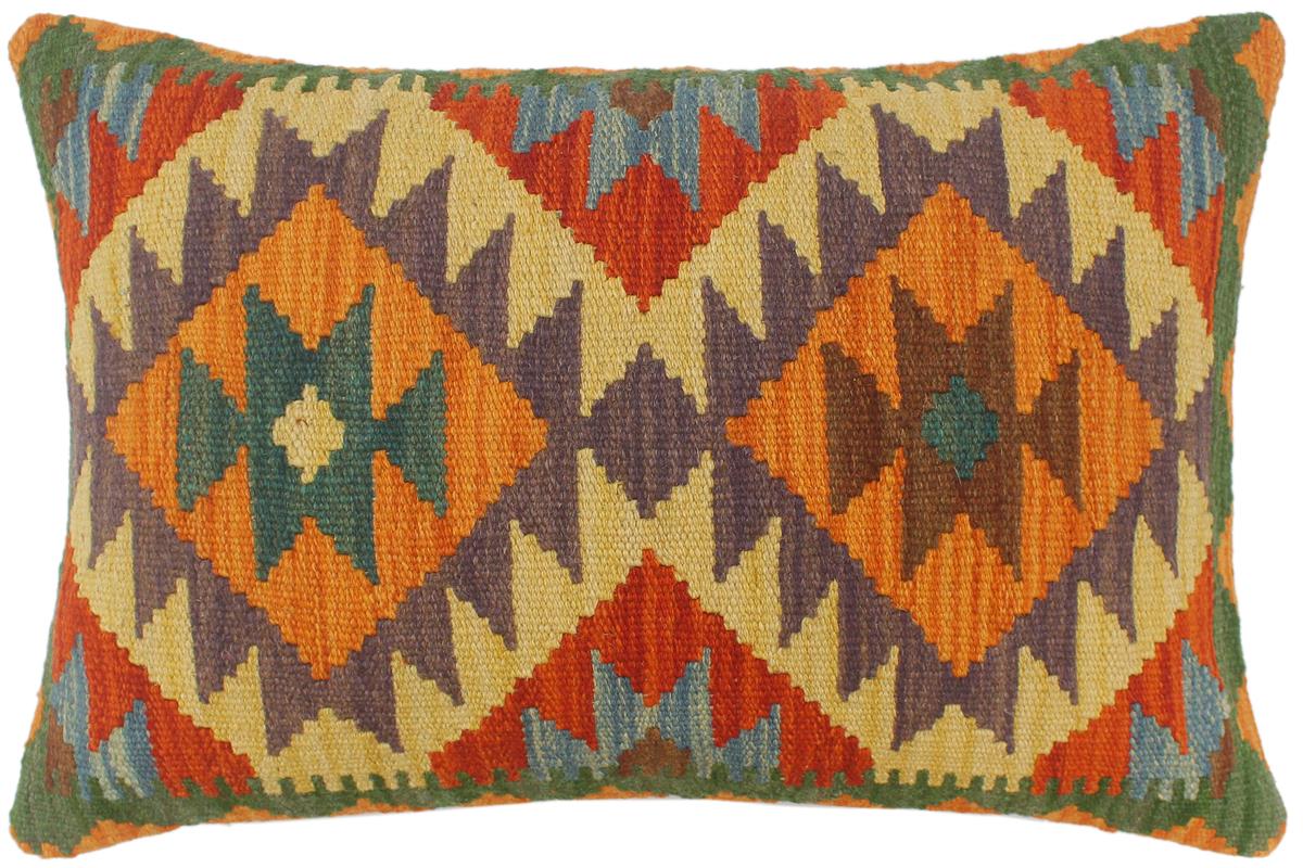 handmade Tribal Rust Blue Hand-Woven RECTANGLE 100% WOOL Pillow