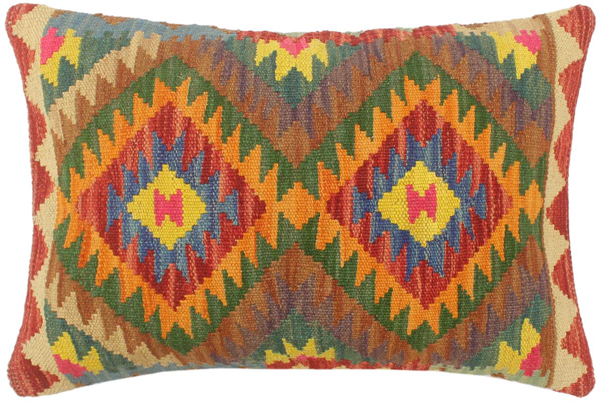 handmade Tribal Red Blue Hand-Woven RECTANGLE 100% WOOL Pillow
