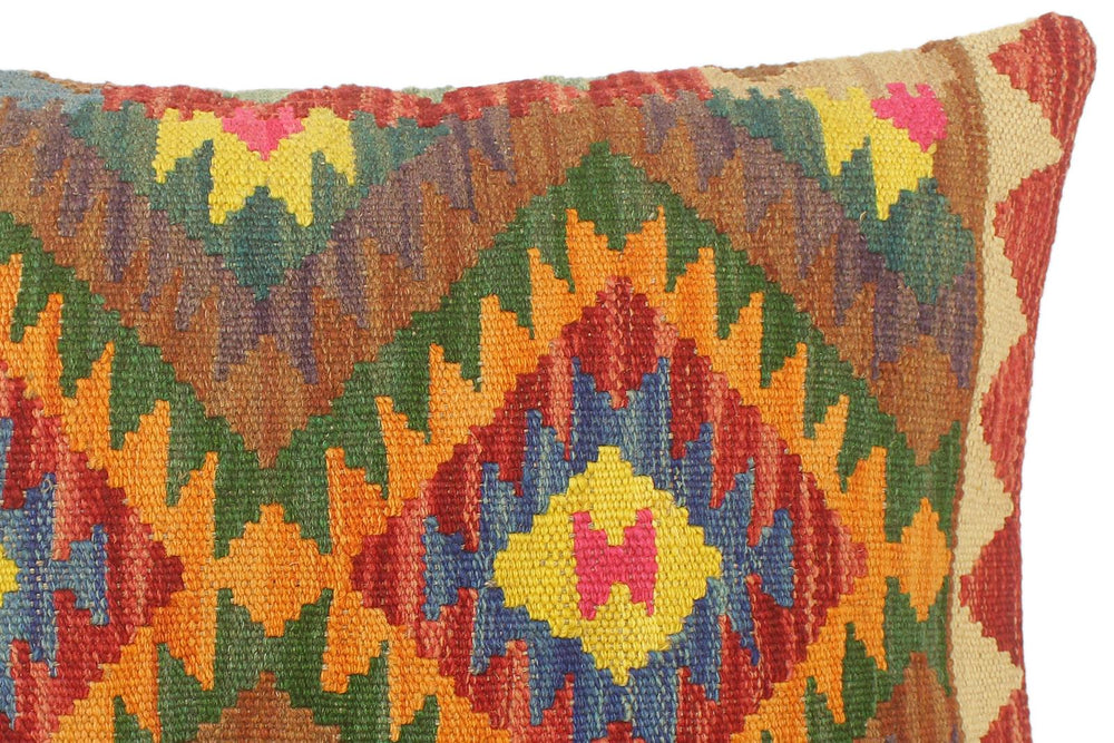 handmade Tribal Red Blue Hand-Woven RECTANGLE 100% WOOL Pillow