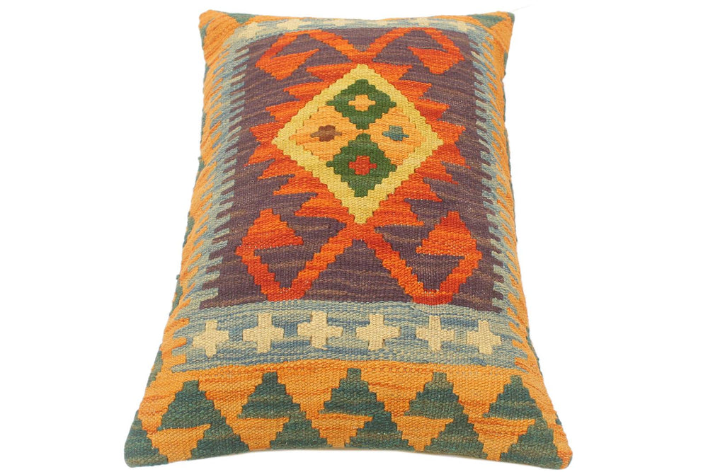 handmade Tribal Rust Blue Hand-Woven RECTANGLE 100% WOOL Pillow