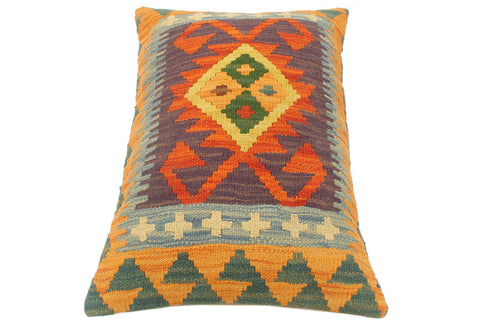 handmade Tribal Rust Blue Hand-Woven RECTANGLE 100% WOOL Pillow