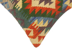 handmade Tribal Rust Blue Hand-Woven RECTANGLE 100% WOOL Pillow