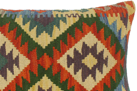 handmade Tribal Rust Blue Hand-Woven RECTANGLE 100% WOOL Pillow