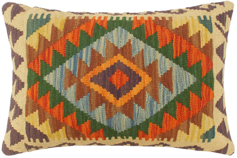 handmade Tribal Rust Blue Hand-Woven RECTANGLE 100% WOOL Pillow