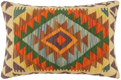 handmade Tribal Rust Blue Hand-Woven RECTANGLE 100% WOOL Pillow