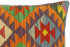 handmade Tribal Rust Blue Hand-Woven RECTANGLE 100% WOOL Pillow