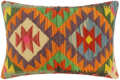 handmade Tribal Rust Blue Hand-Woven RECTANGLE 100% WOOL Pillow