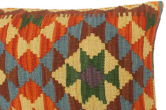 handmade Tribal Rust Blue Hand-Woven RECTANGLE 100% WOOL Pillow