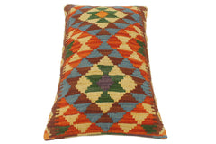 handmade Tribal Rust Blue Hand-Woven RECTANGLE 100% WOOL Pillow
