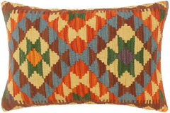 handmade Tribal Rust Blue Hand-Woven RECTANGLE 100% WOOL Pillow