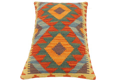 handmade Tribal Rust Blue Hand-Woven RECTANGLE 100% WOOL Pillow