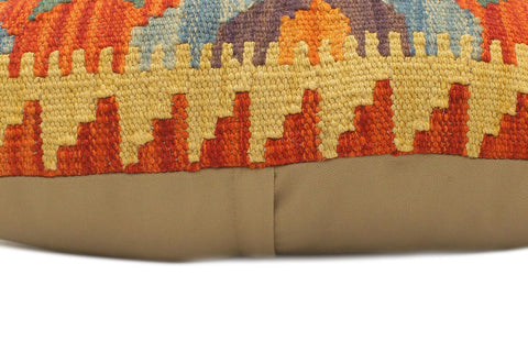 handmade Tribal Rust Blue Hand-Woven RECTANGLE 100% WOOL Pillow