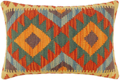 handmade Tribal Rust Blue Hand-Woven RECTANGLE 100% WOOL Pillow