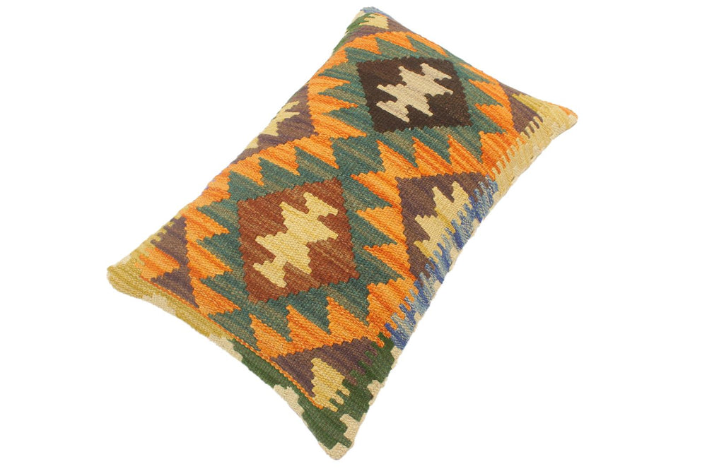 handmade Tribal Rust Blue Hand-Woven RECTANGLE 100% WOOL Pillow