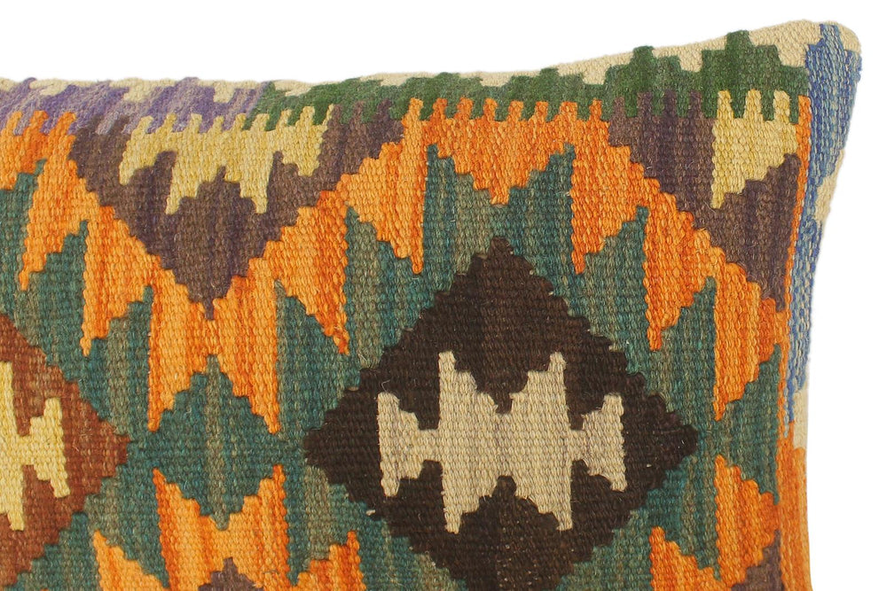 handmade Tribal Rust Blue Hand-Woven RECTANGLE 100% WOOL Pillow