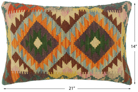 handmade Tribal Rust Blue Hand-Woven RECTANGLE 100% WOOL Pillow