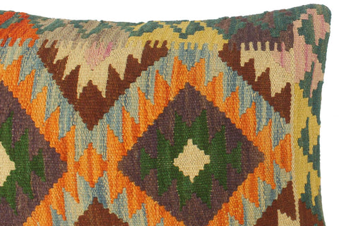 handmade Tribal Rust Blue Hand-Woven RECTANGLE 100% WOOL Pillow