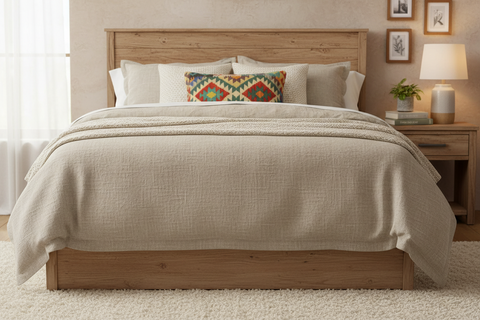 Turkish Boho Chic Tomlinso Hand Woven Kilim Pillow