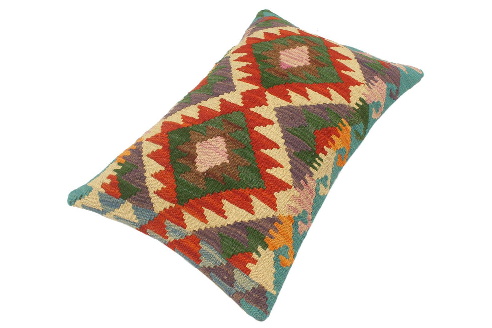 handmade Tribal Rust Blue Hand-Woven RECTANGLE 100% WOOL Pillow