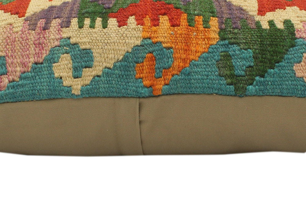 handmade Tribal Rust Blue Hand-Woven RECTANGLE 100% WOOL Pillow