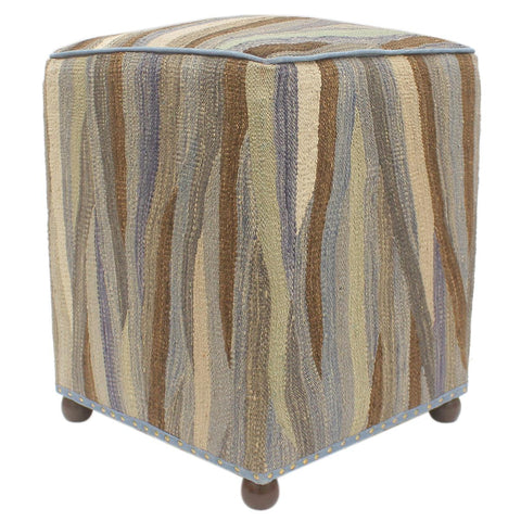 handmade Modern Ottoman Blue Beige Hand-made SQUARE handmade ottoman pouf15 x 15 x 21