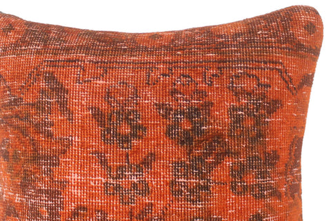 handmade Vintage Pillow Rust Brown Hand-Woven SQUARE 100% WOOL Vintage Pillow