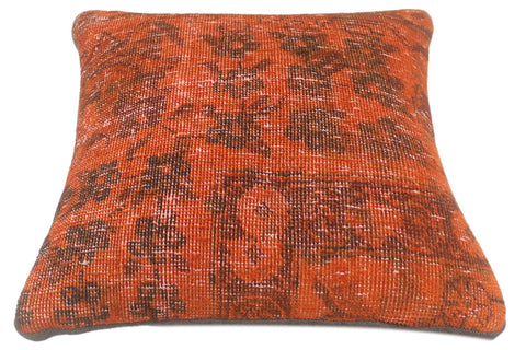 handmade Vintage Pillow Rust Brown Hand-Woven SQUARE 100% WOOL Vintage Pillow