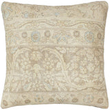 handmade Vintage Pillow Tan Blue Hand-Woven SQUARE 100% WOOL Vintage Pillow