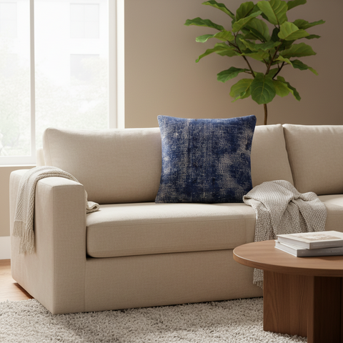 Boho Chic Neale Vintage Distressed Handmade Rug Pillow